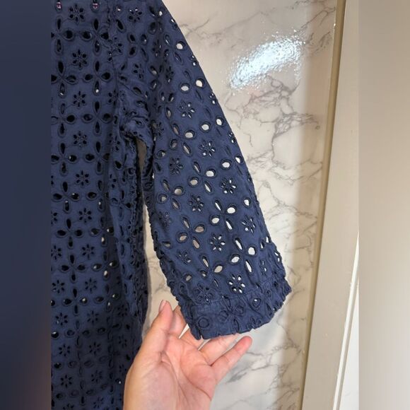 J.Crew Laser-Cut Eyelet Tunic Coverup in Midnight Navy Size S - Picture 5 of 12